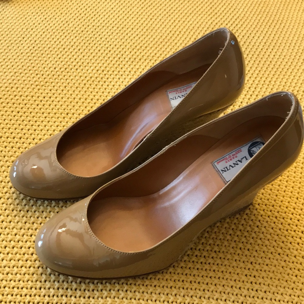 Lanvin patent leather wedge pump